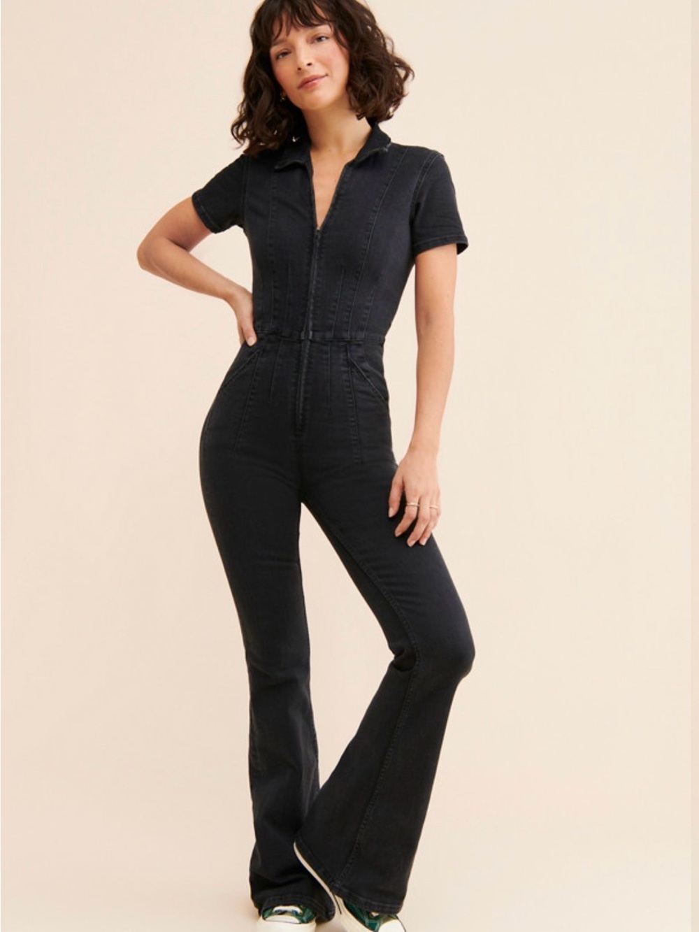 We The Free Jayce Denim Flare Jumpsuit - Size M